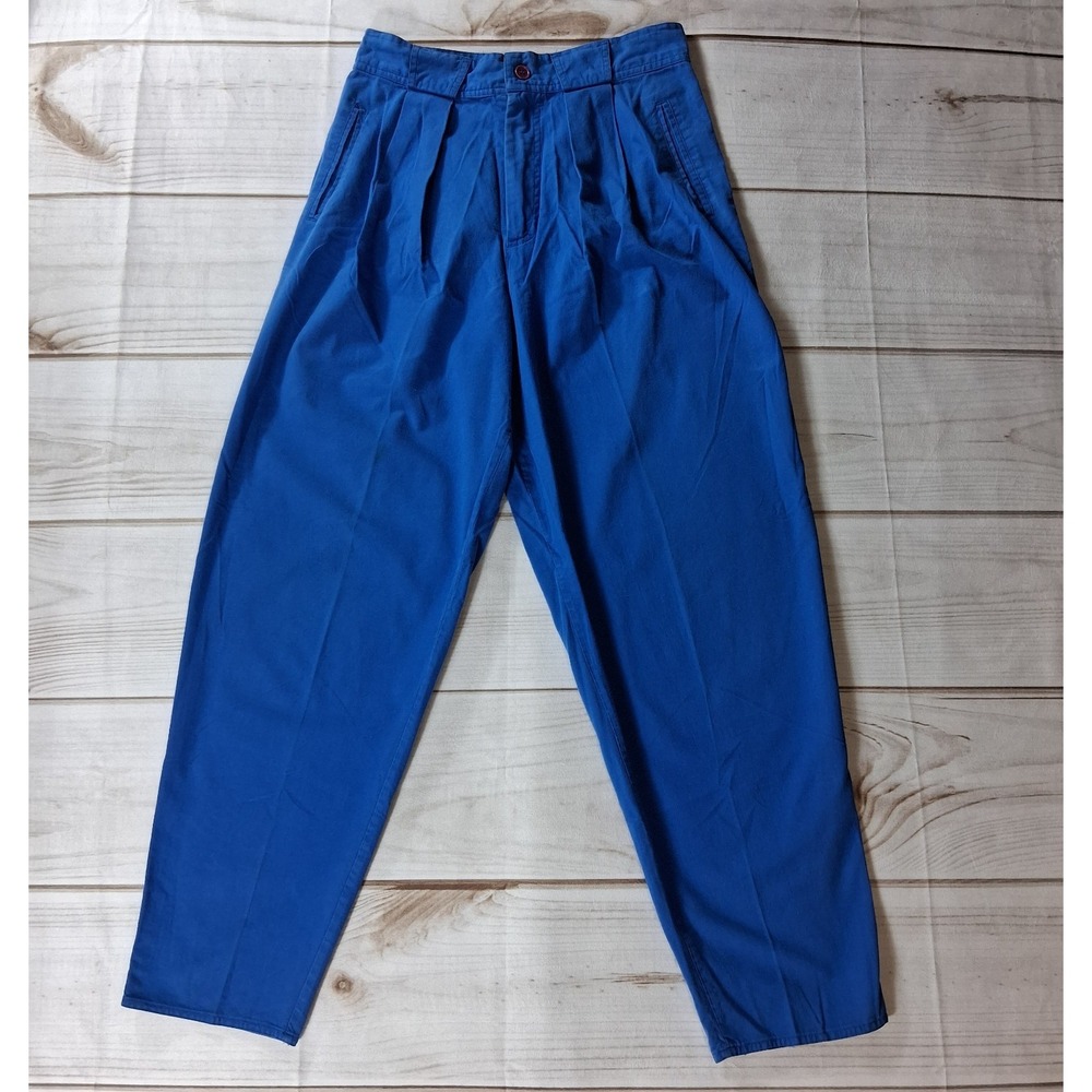 Vintage Santa Cruz High Waist Pleated Pants Womens 11 Royal Blue Tapered Cotton